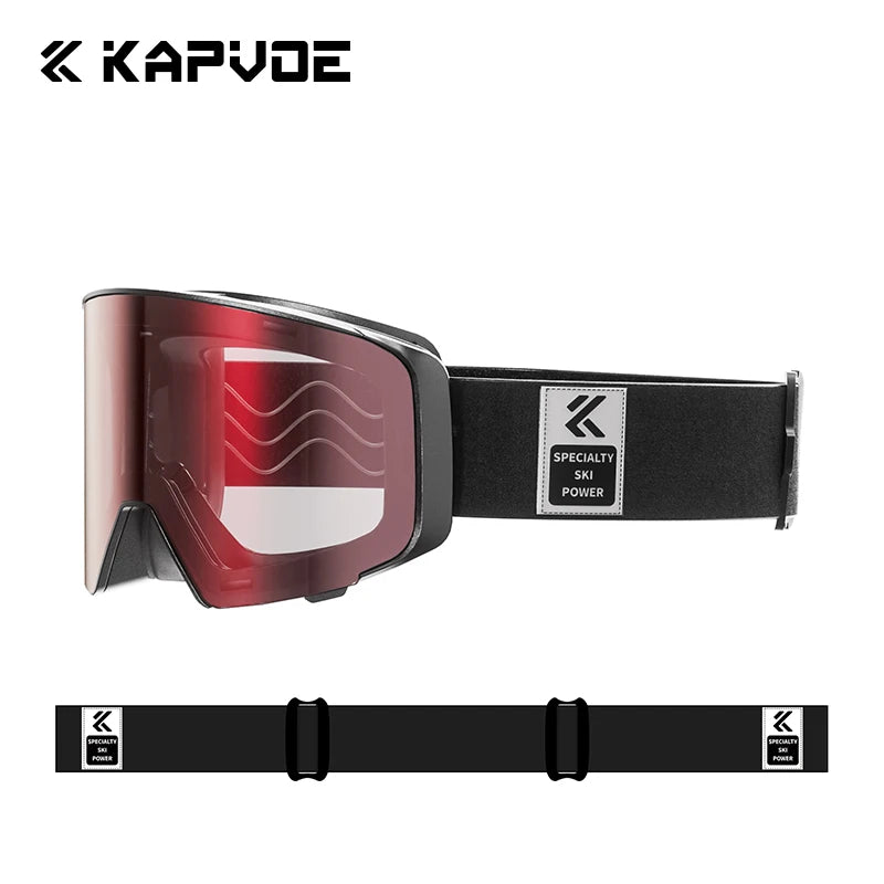 Kapvoe Photochromic Snow Goggles Men Ski Goggles Snowboard Anti-Fog Mask for Women UV400 Protection Glasses Snowmobile Winter