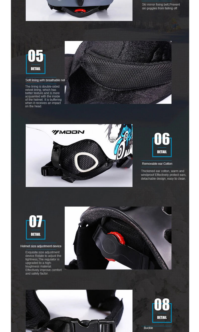 MOON Skiing Helmet Skiing Helmet Children Adult Ultralight Extreme Sports Skateboard Snowboard Helmet Snowmobile Motorcycle