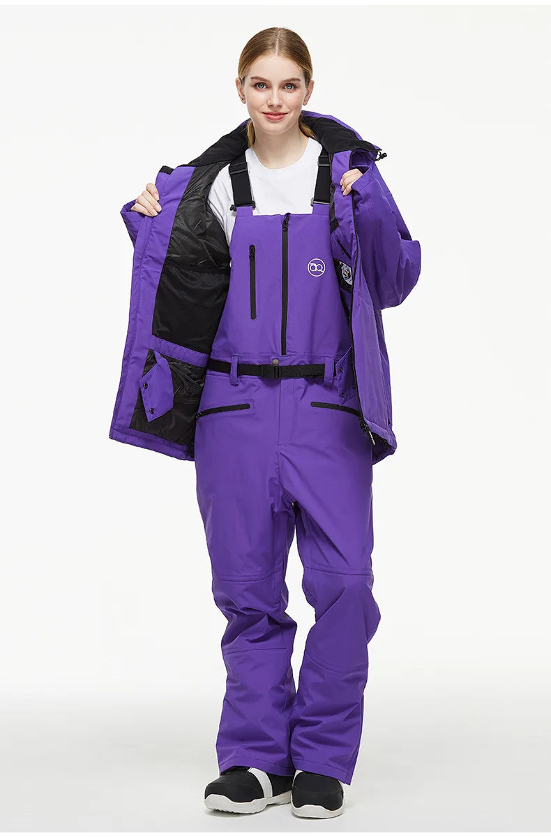 Men Women Ski Pants Winter Windproof Waterproof Reflective Warm Breathable Ski Overalls Pants Female Male Loose Snowboard Pants