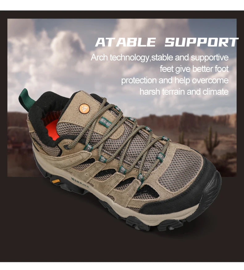 HIKEUP Hiking Shoes Men Designer Climbing Trekking Sneakers for Men Leather Outdoor Sports Work Man Shoes Run Shoes