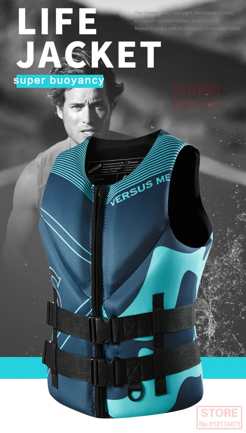 Life Jacket for Adult Water Sport Swimming Surf Raft Kayak Fishing Jet Ski Life Vest Super Buoyancy Neoprene Rescue Life Jackets