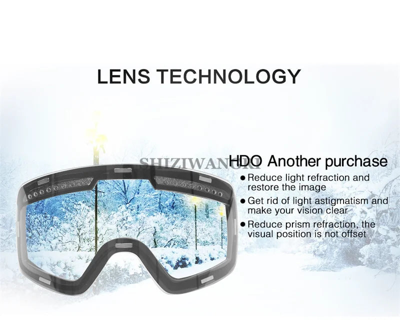 Magnetic Ski Goggles Lens Double Layer Skiing Anti-fog UV400 Snowboard Goggles Men Women Ski Glasses Eyewear