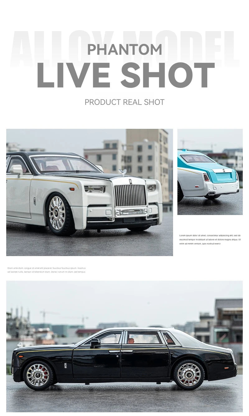 1:18 Rolls-Royce Phantom Model Car, Zinc Alloy Pull Back Toy Diecast Car with Sound and Light, Realistic Modeling Model Toy111