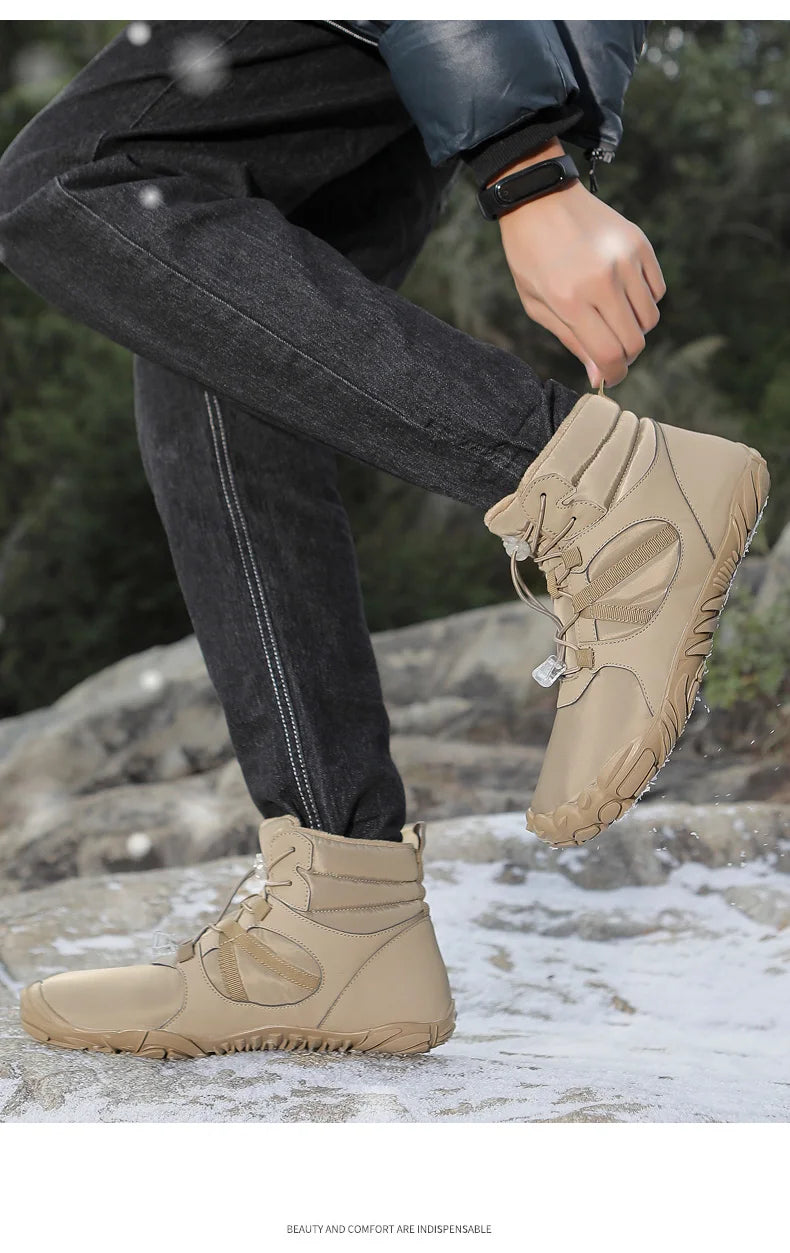 Men Women Waterproof Winter Boots Snow Barefoot Casual Shoes Outdoor Warm Work Shoes Ankle Shoes for Trekking Climbing Hiking