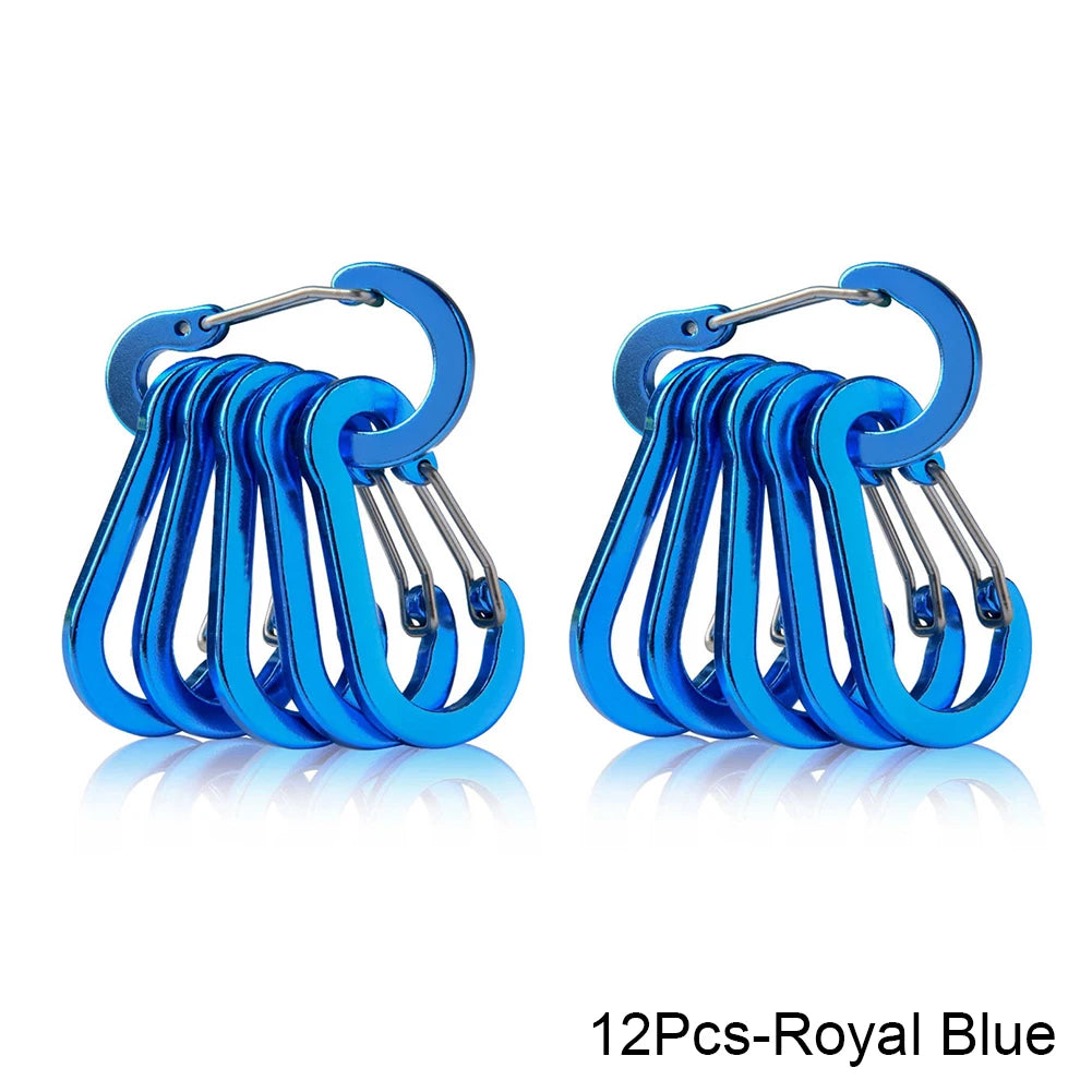 6/12pcs Outdoor Camping Multi Tool Mountaineering Buckle Steel Small Carabiner Clips Fishing Climbing Acessories Dropshipping