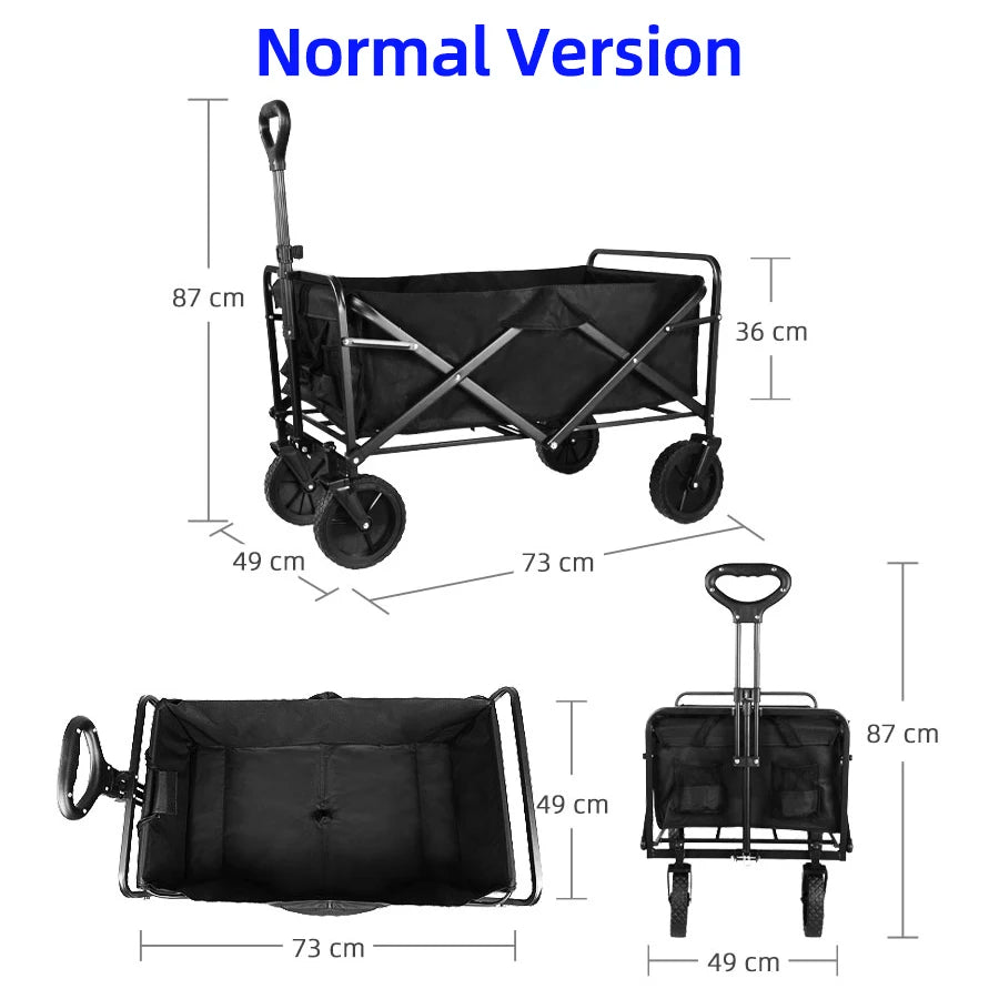 Collapsible Folding Utility Beach Cart Wagon Heavy Duty Large Capacity Fold Wagon Ourdoor Trolley Portable Garden Camping Cart
