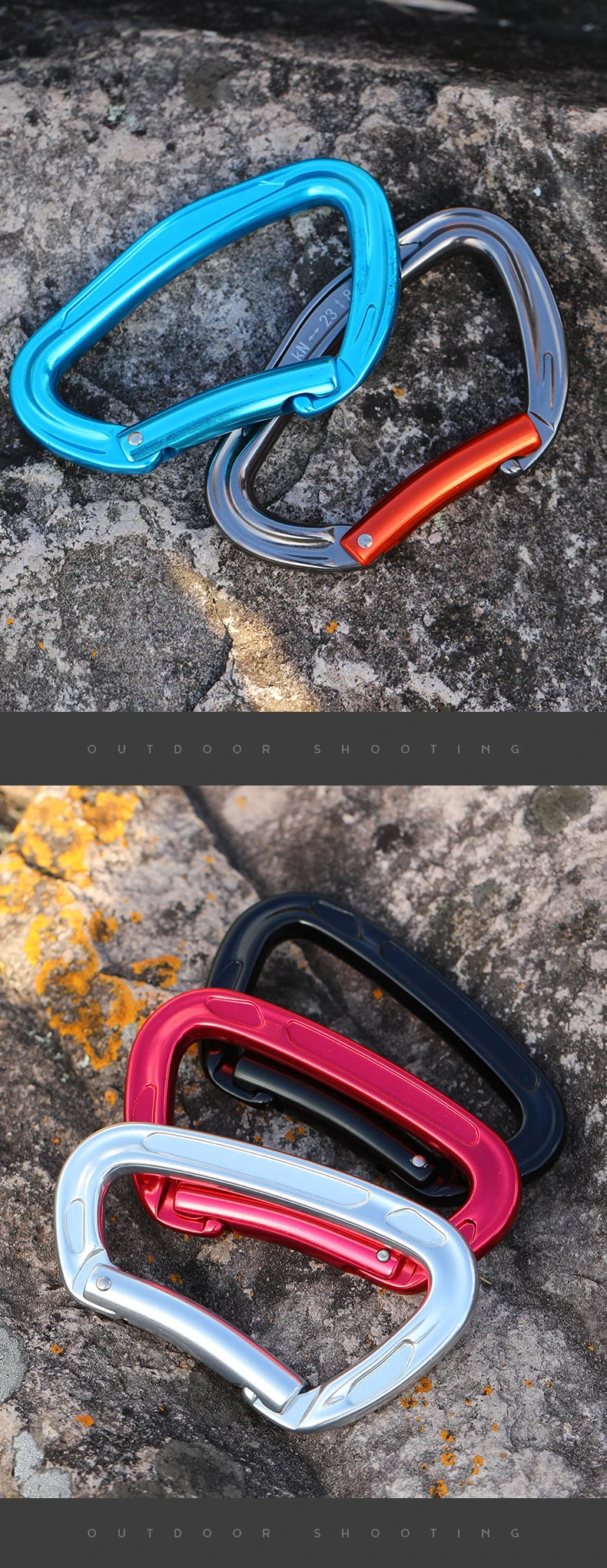 CLIWIZ SGM7118 Curved D- Straight UIAA CE Certified Climbing Carabiner 23kN 7075 Aluminum Carabiner Climbing Safety Snap Hook