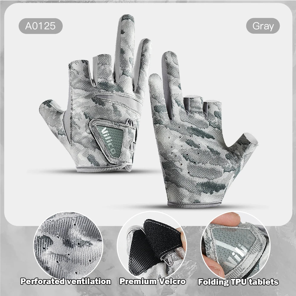 1 Pair Fishing Gloves for Men Summer Fishing Road Sub Sunscreen and Anti Slip Ice Silk Breathable Thin Three Finger Cut Gloves