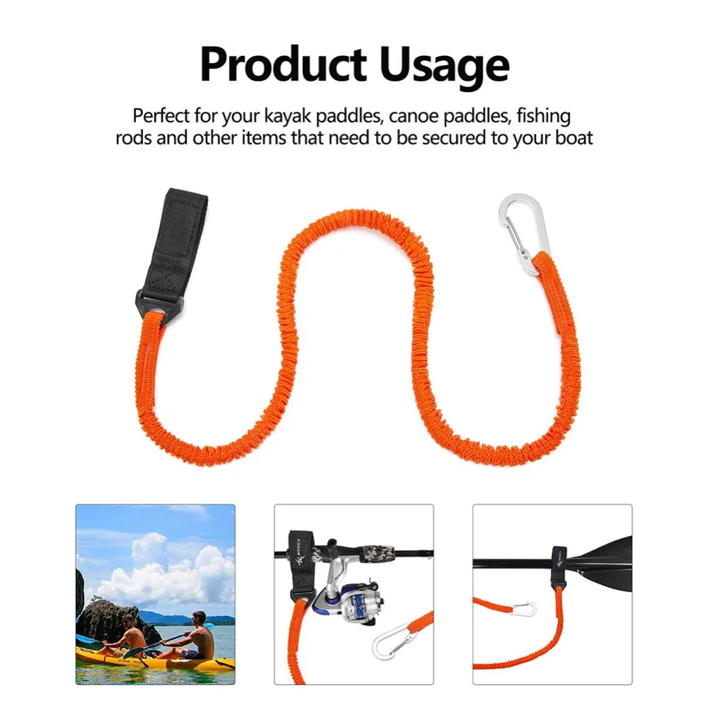 Kayak Paddle Leash Wear-resistant Kayak Canoe Stretchable Kayak Paddle Camping Tent Leash Adjustable Paddle Holder Tool Lanyard
