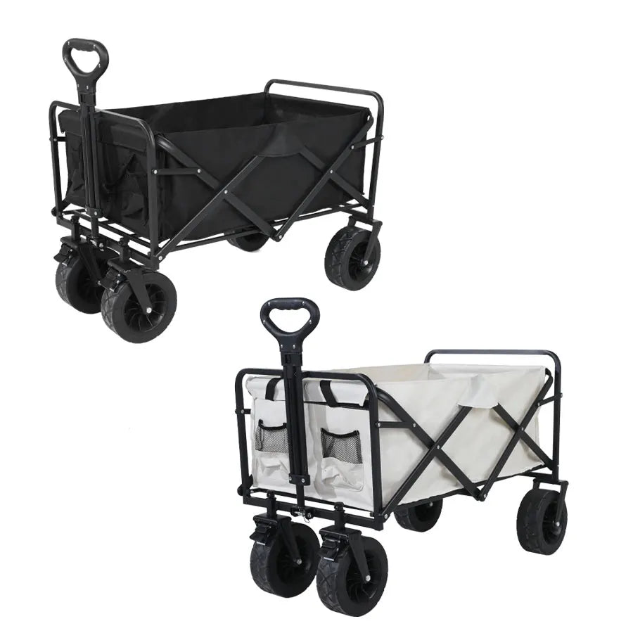Collapsible Folding Utility Beach Cart Wagon Heavy Duty Large Capacity Fold Wagon Ourdoor Trolley Portable Garden Camping Cart