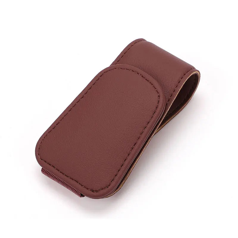 Universal Car Auto Sun Visor Eyeglass Hanger Clip Leather Glasses Holder Magnetic Multi-Function Automobile Accessories Storage