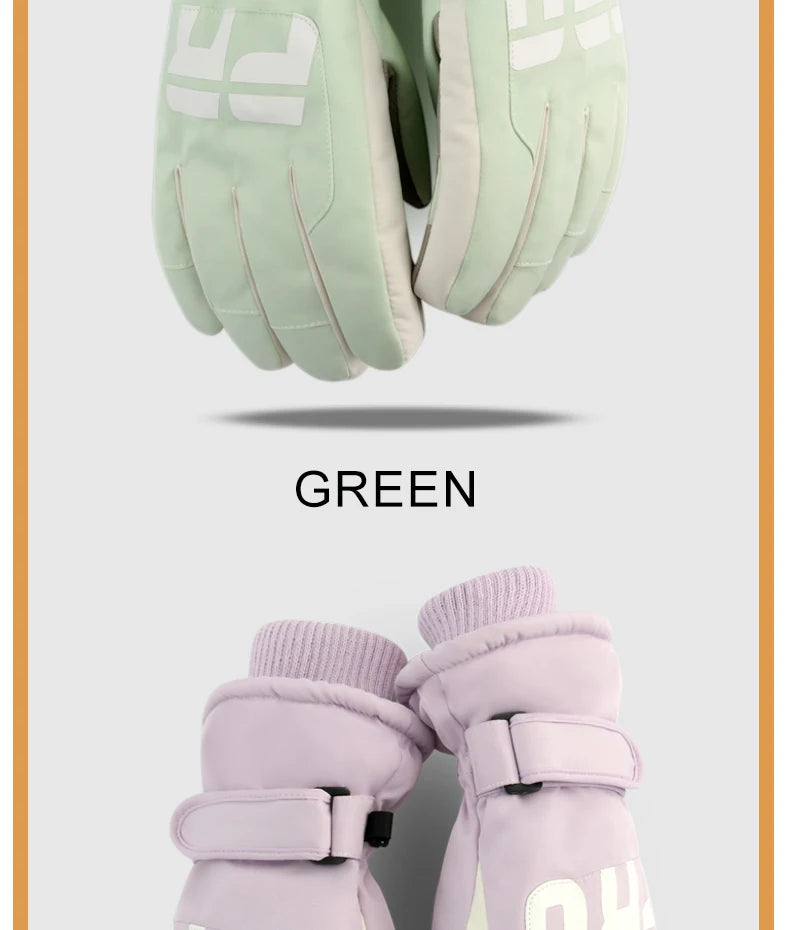 Waterproof ski gloves for women, warm and windproof for men, with added insulation and thickness. Suitable for cycling, outdoor