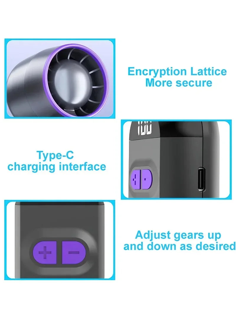 Mini Portable Hand Fan, 100 Wind Speeds, 6000mAh USB Battery Rechargeable, LED Digital Display, Travel,Camping,Outdoor