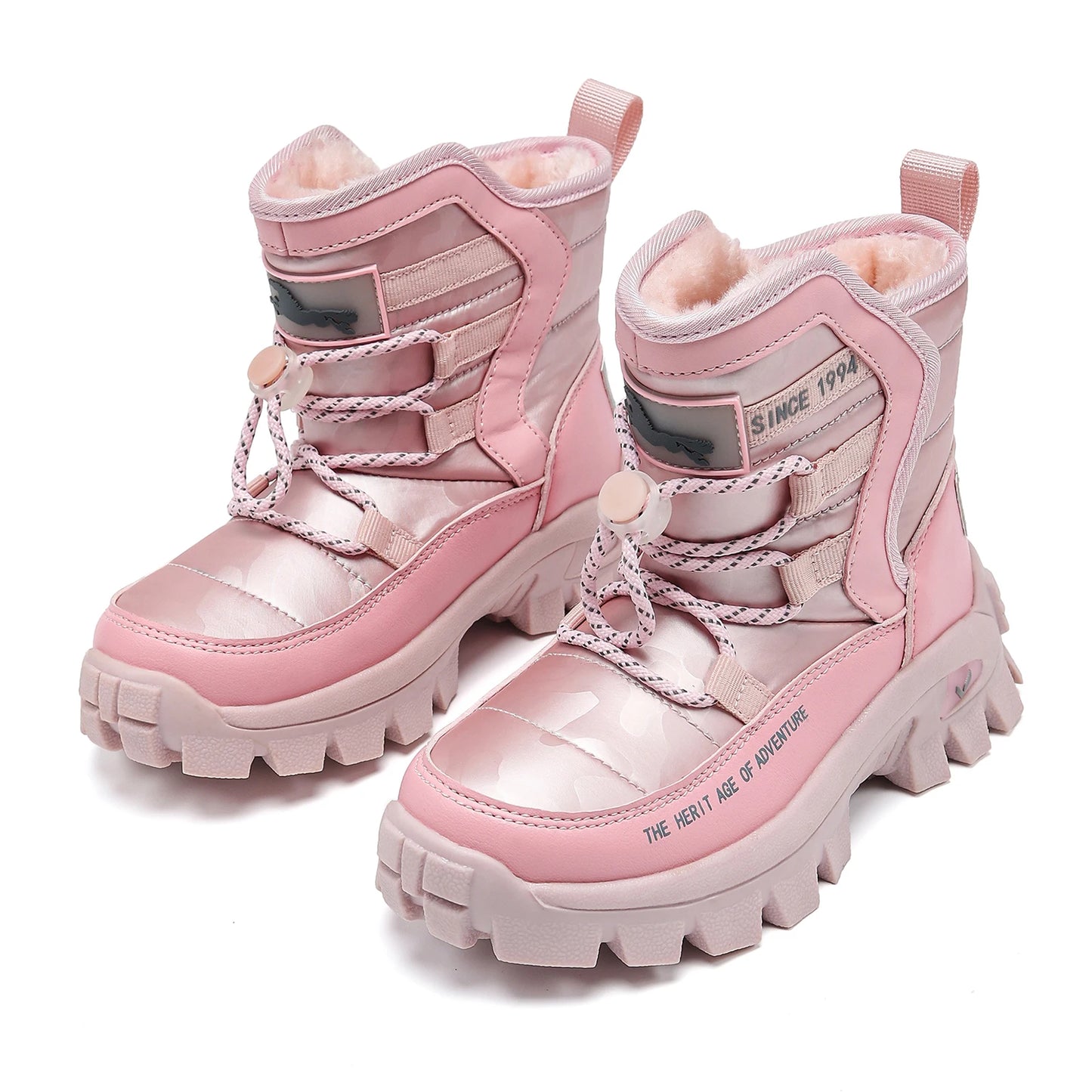 JMFCHI Kids Snow Boots Boys Hiking boots for Kids Waterproof Winter Snow Boots for Girls Warm Fur Lined Slip Resistant Outdoor