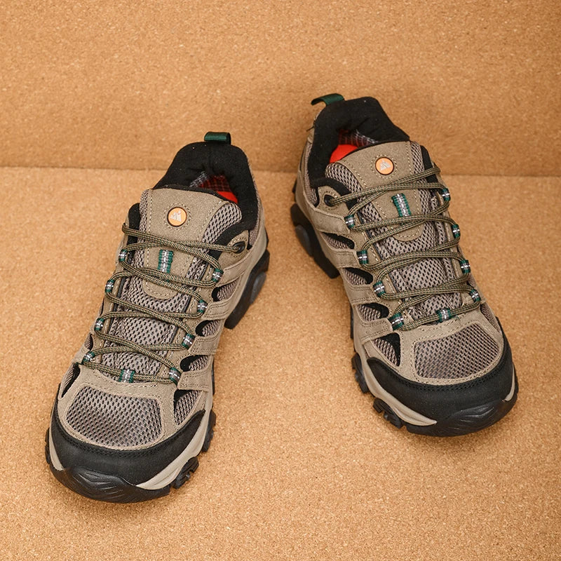 HIKEUP Hiking Shoes Men Designer Climbing Trekking Sneakers for Men Leather Outdoor Sports Work Man Shoes Run Shoes