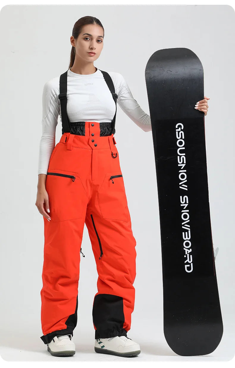 New Unisex Ski Pants Women Windproof Waterproof Snow Strides Warm Breathable Thickened Winter Outdoor Snowboarding Trousers