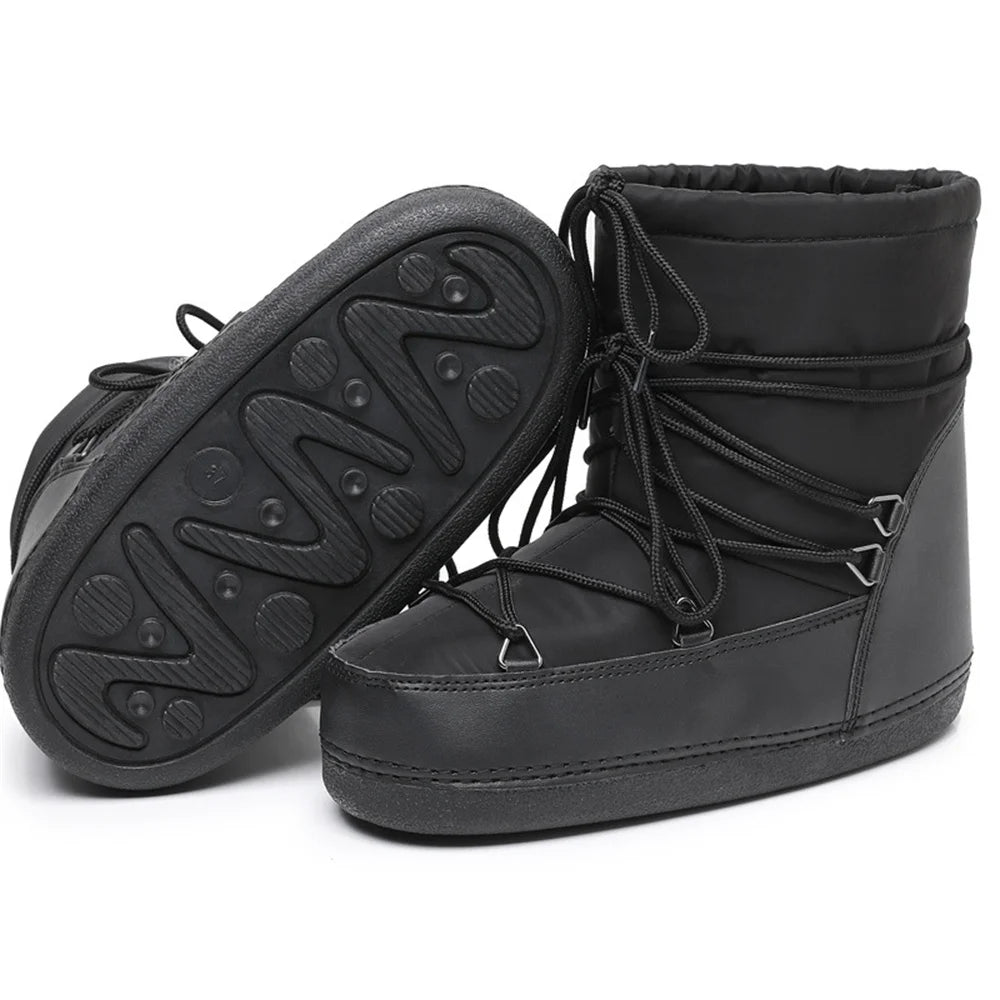 2025 Winter Lace-up Ankle Boots Women Snow Boots Brand Design Classic Platform Waterproof Non-slip Cotton Boots Woman Ski Boots