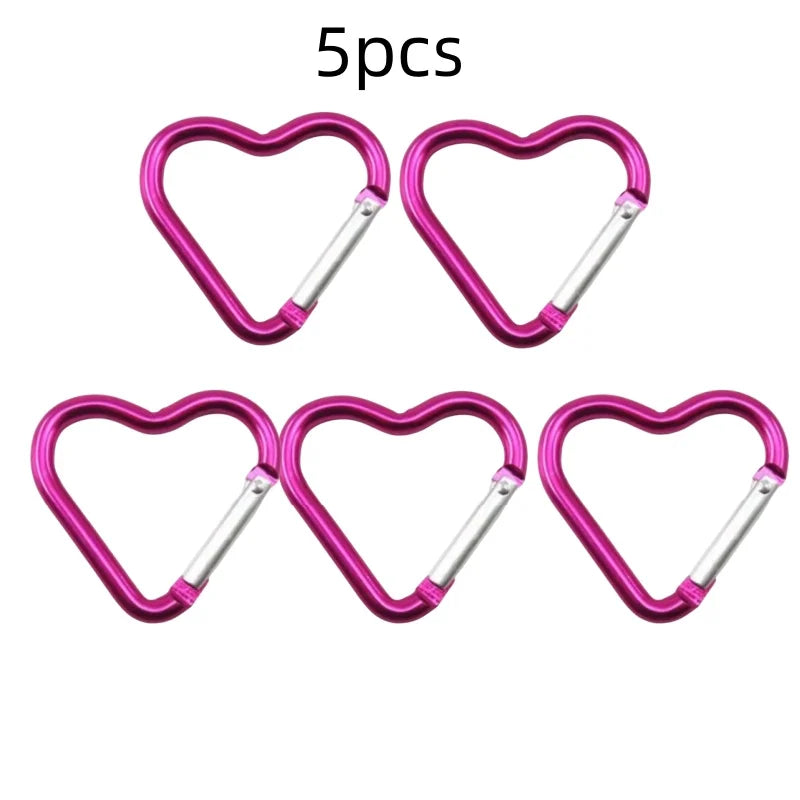 Outdoor Carabiner Heart Shape Keychain Clip Aluminum Alloy Rings Climbing Clips Spring Snap Hook Carabiner Durable