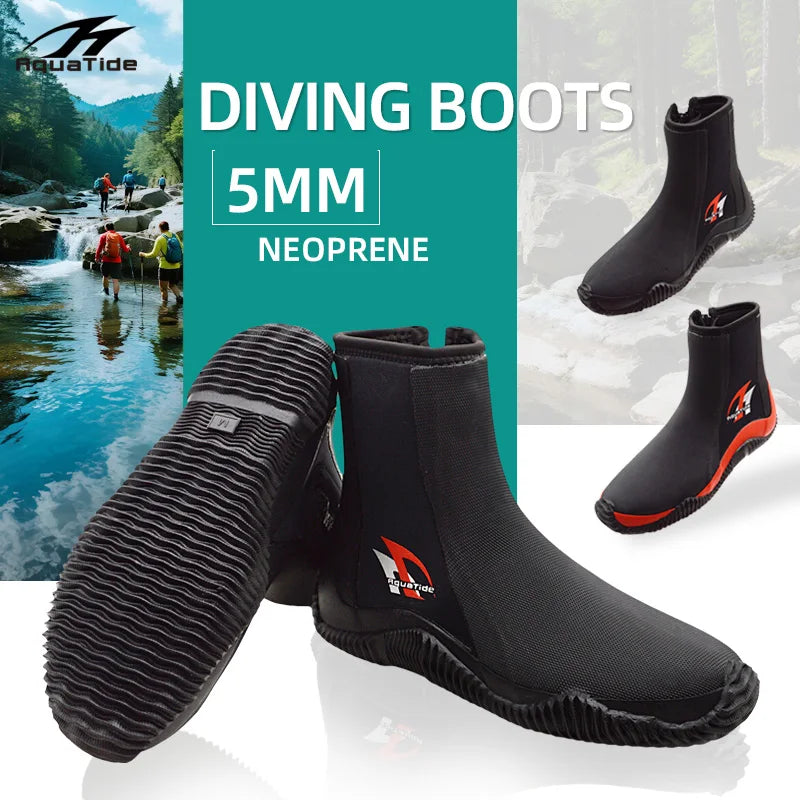 1 Pair 5MM Neoprene Diving Boots High Elastic Scuba Soft Shoes For Beach Snorkeling Surfing Kayaking Vulcanized Rubber Upper
