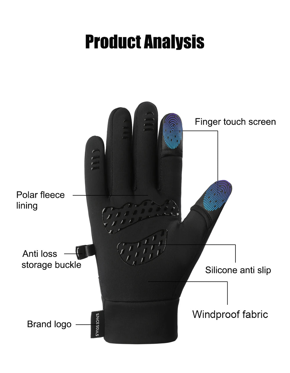 Unisex Winter Touchscreen Gloves Windproof Warm Skiing Outdoor Sports Cycling Fishing Running Snowboarding Anti-Freeze Gloves