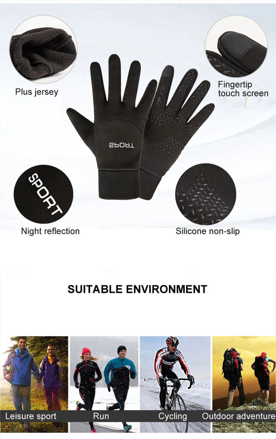 LOOGDEEL Skiing Gloves Waterproof Windproof Winter Cycling Running Ski Warmth Sports Gloves Touch Screen Full Fingers Non-Slip