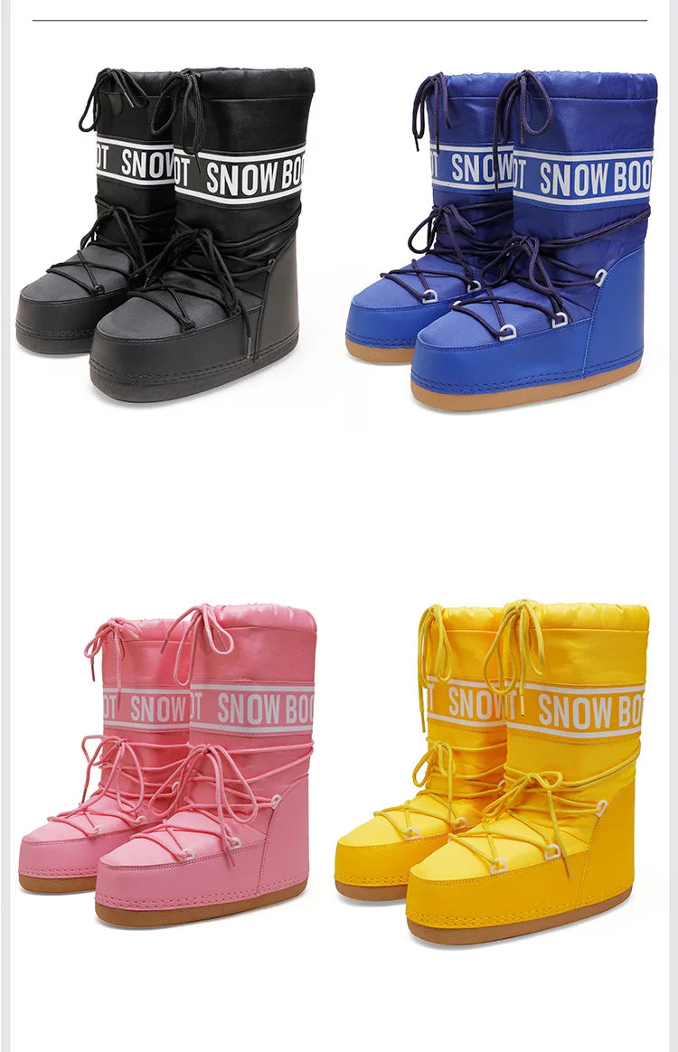 Winter Boots Women Snow Boots Mid-calf Cold-proof Antiskid Thicken Plush Waterproof Thick Platform Space Ski Boots Size 35-43