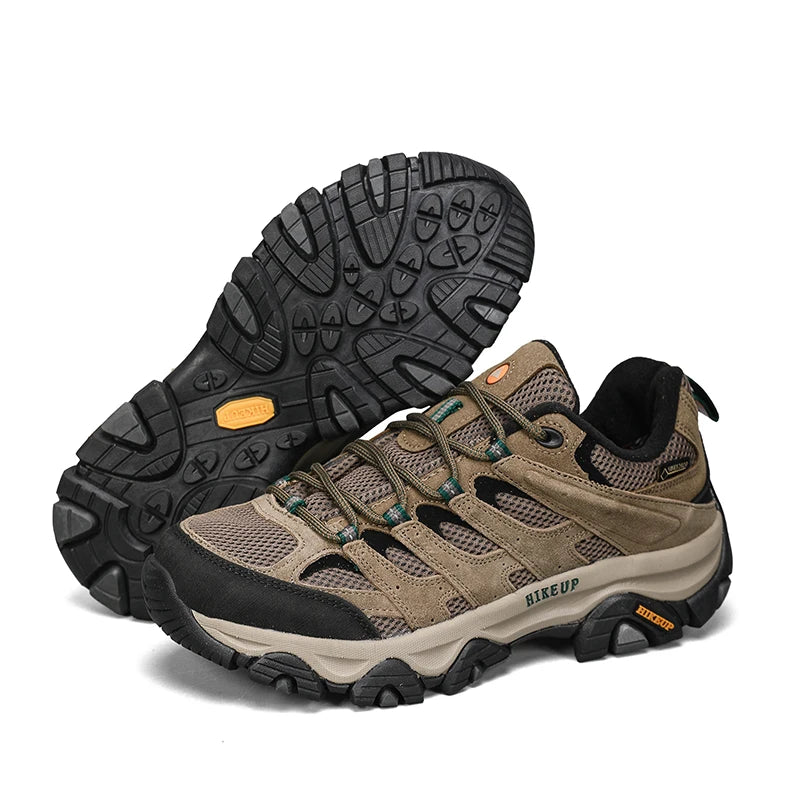 HIKEUP Hiking Shoes Men Designer Climbing Trekking Sneakers for Men Leather Outdoor Sports Work Man Shoes Run Shoes