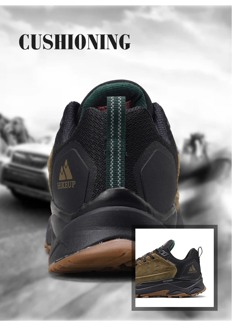 HIKEUP Latest Men's Hiking Shoes Wear-resistant Non-slip Outdoor Sneaker Rock Climbing Trekking Hunting Men Sports Suede Leather