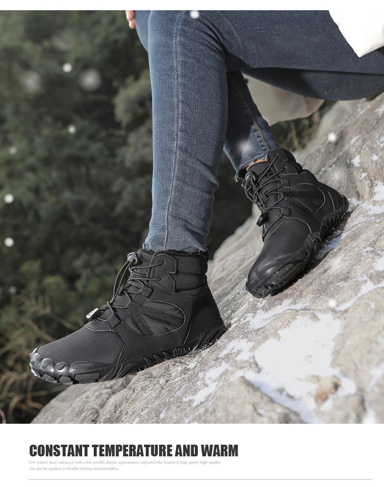 Men Women Waterproof Winter Boots Snow Barefoot Casual Shoes Outdoor Warm Work Shoes Ankle Shoes for Trekking Climbing Hiking