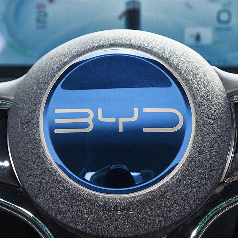 Car Steering Wheel Sticker Stainless Steel Steering for BYD Atto3 Yuan Plus Dolphin Seal Seagull Sealion SHARK Protective Cover