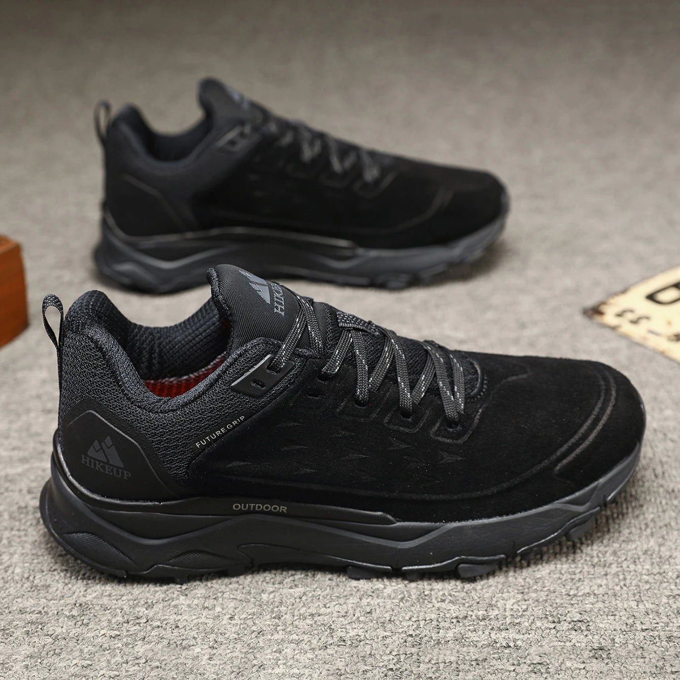 HIKEUP Latest Men's Hiking Shoes Wear-resistant Non-slip Outdoor Sneaker Rock Climbing Trekking Hunting Men Sports Suede Leather