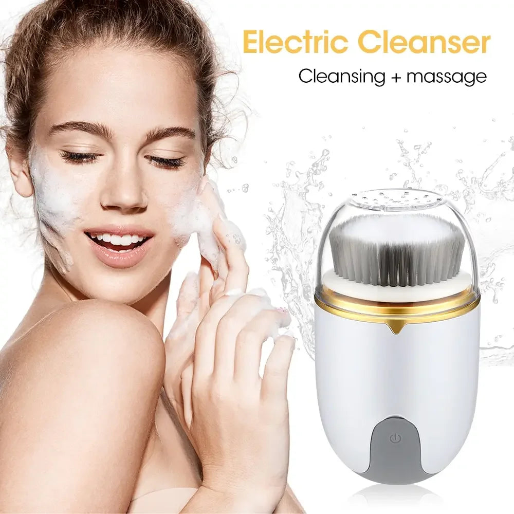 3 IN 1 Ultrasonic Facial Cleaner Pore Face Electric Face Cleansing Brush Skin Care Massager Blackhead Remover Facial Clean Brush