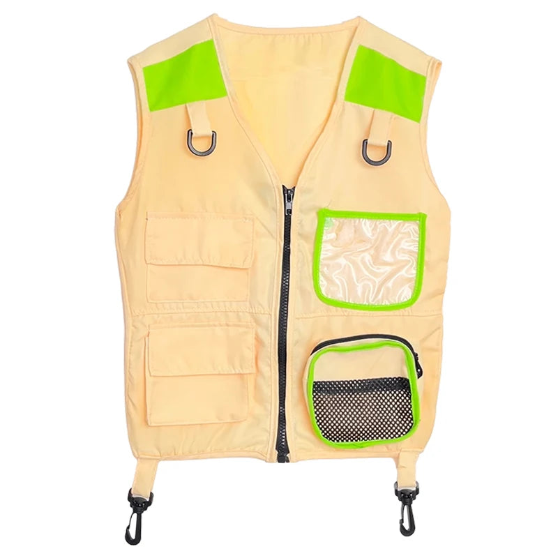 Children Explorer Vest Pretend Play Cosplay Camping Jungle Vest Dress Up for Boys Girls Camping Outdoor Adventures Kids Gift