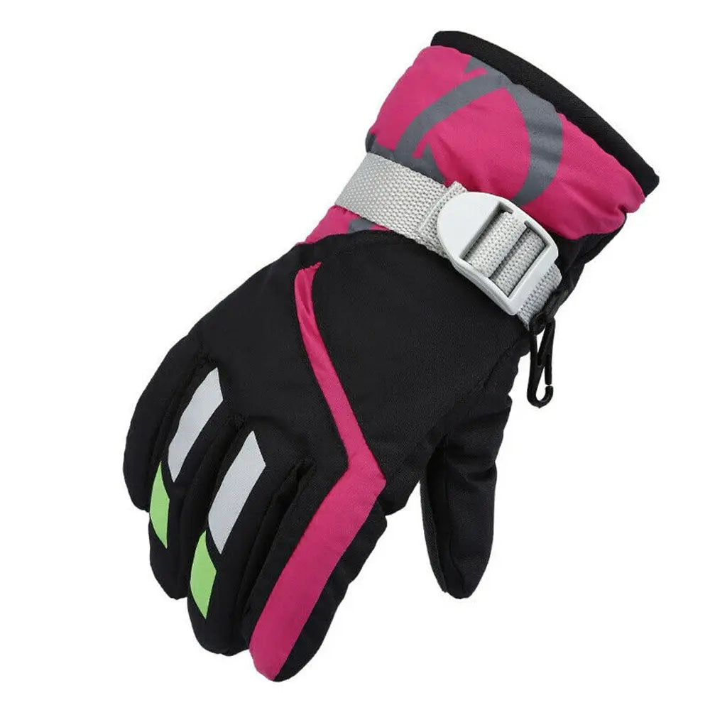 Winter Kids Snowboard Ski Gloves Nylon Non-slip Children Boys Girls Waterproof Cycling Thermal Fleece Warm Snow Gloves