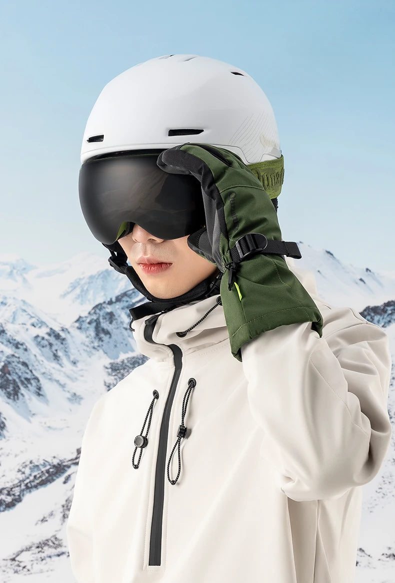 Qunature Ski Gloves Touchscreen Waterproof Keep Warm Ski Gloves Extended Wrist Palm anti-slip PU Snowboard Gloves Windproof
