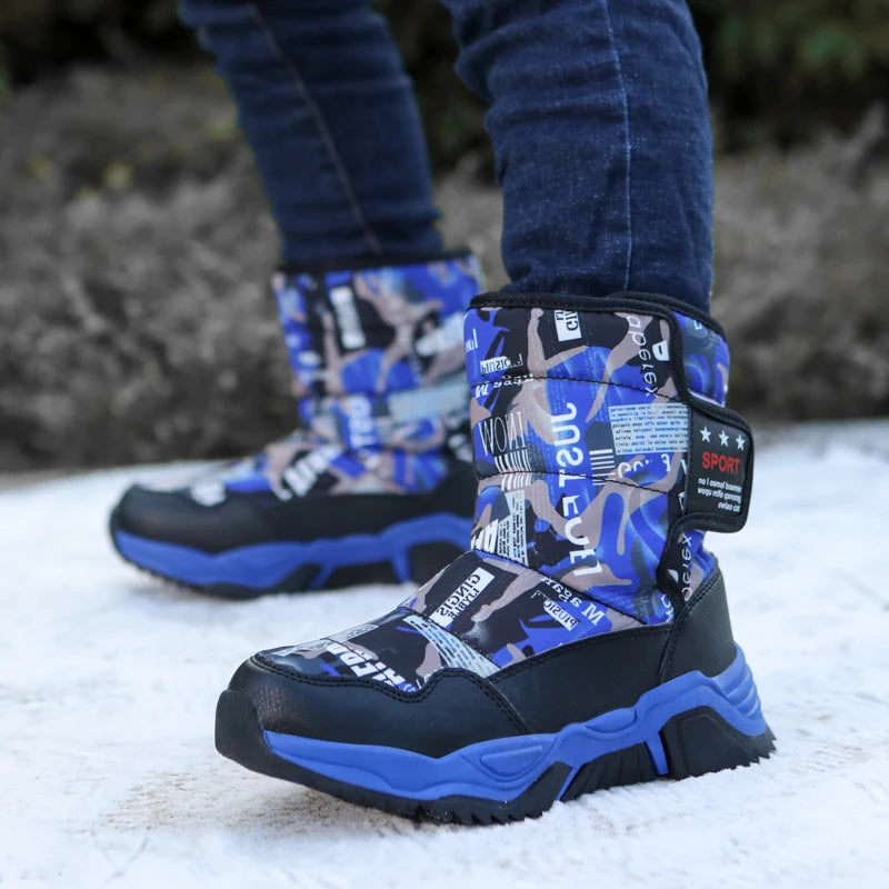 New Cute Winter Girl's Nonslip Snow Boots Kids Mountaineering Skiing Warm Felt Boots School Outdoor Activities Eur Size 31-39
