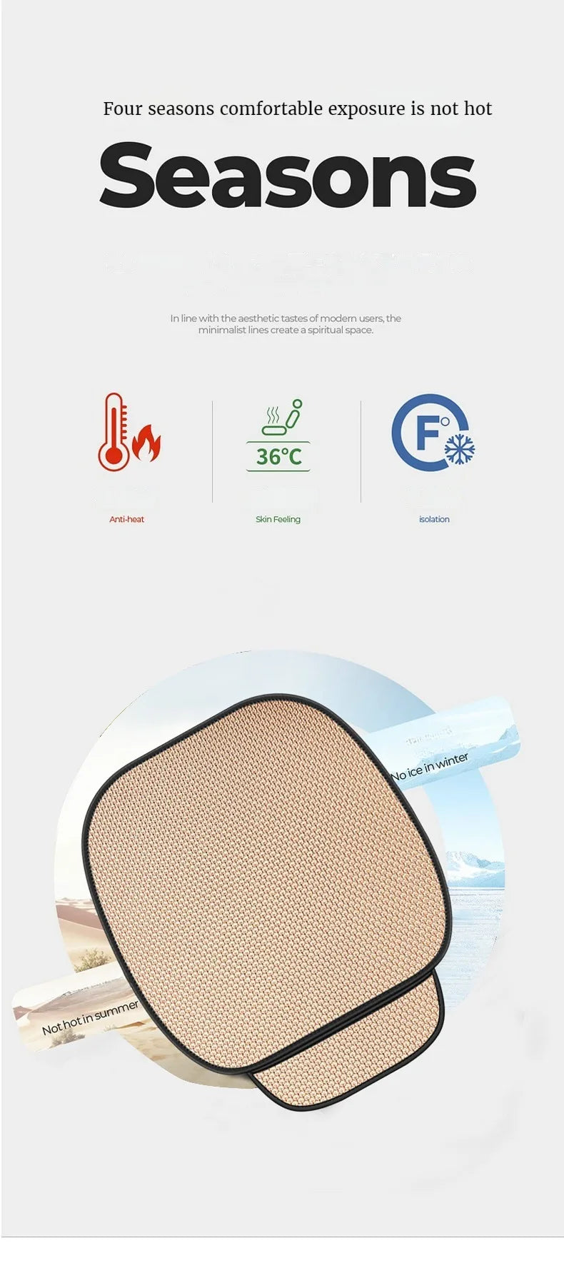 Summer Cool Car Seat Cover Cool Breathable Fabric Car Front Seat Cushion/Rear Seat Cushion/Three -piece