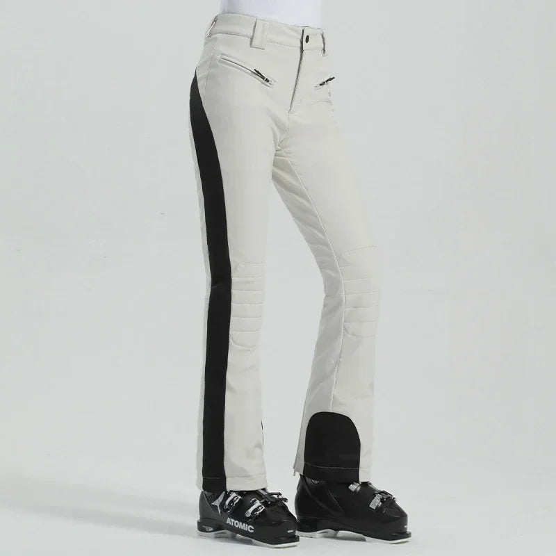 Ladies High Elasticity Skiing Pants Women Slim Winter Trousers 2025 Alpine Sport Ski Pants Outdoor Warm Waterproof Snow Clothes