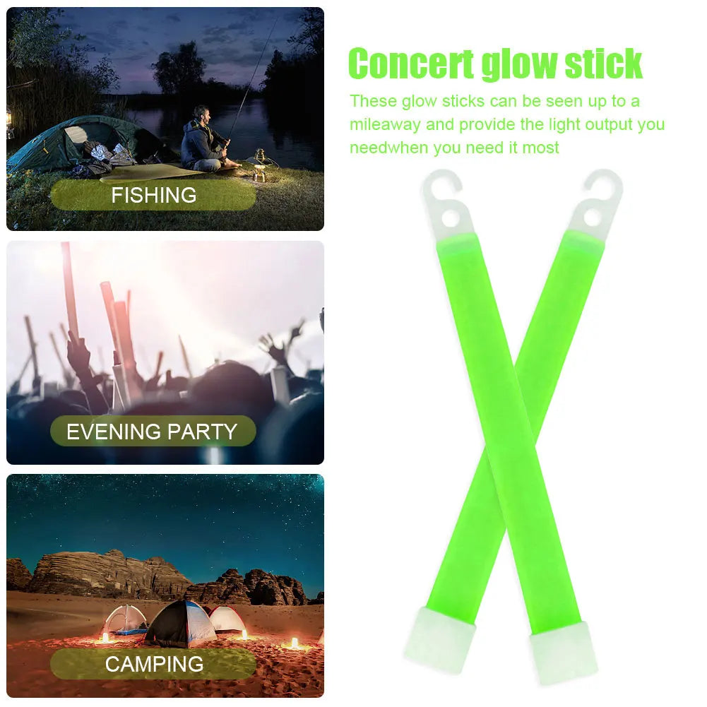 1/5pcs 6 Inch Survival Glowing Light Sticks Walking Hiking Camping SOS Gear Outdoor Sports Events Concert Lamp Stick