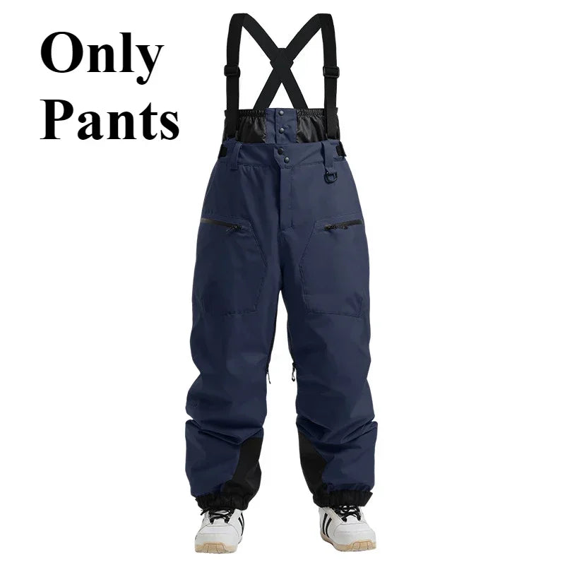 Winter New Skiing Pants Thickening Warm Ski Overalls Men Loose Snow Clothes Outdoor Windproof Snowboard Trousers Waterproof Pant