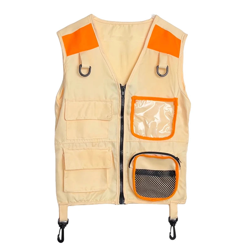 Children Explorer Vest Pretend Play Cosplay Camping Jungle Vest Dress Up for Boys Girls Camping Outdoor Adventures Kids Gift