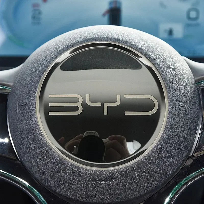 Car Steering Wheel Sticker Stainless Steel Steering for BYD Atto3 Yuan Plus Dolphin Seal Seagull Sealion SHARK Protective Cover