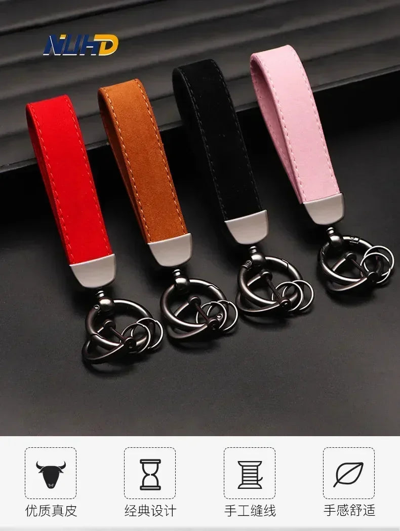 Suede Car Keychain For Rolls-Royce Lamborghini Bentley Ferrari Maybach McLaren Key Rings Metal Anti-loss Protector Accessories
