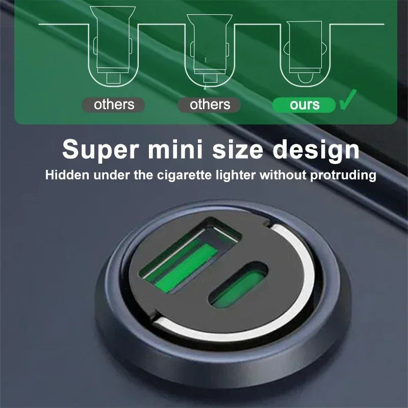 200W Mini Pull Ring Car Charger Dual USB Fast Chargingfor iPhone Huawei Xiaomi Samsung QC 3.0 Phone convenient Charger Adapter