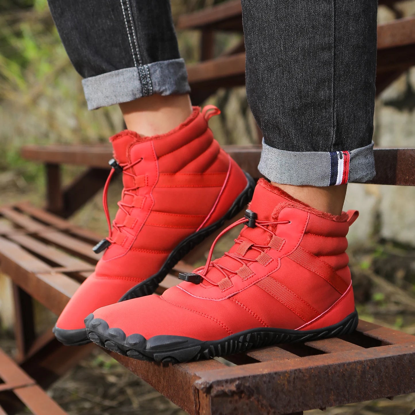 Men Winter Outdoor Velvet Warm Snow Boots Hiking Shoes Waterproof Ski Shoes High-Top Large Size Cotton Boots Thick Cotton Shoes