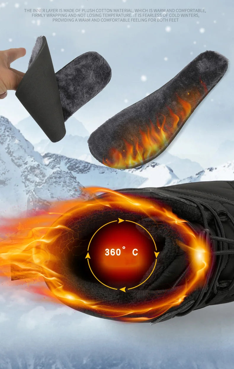 Men Women Waterproof Winter Boots Snow Barefoot Casual Shoes Outdoor Warm Work Shoes Ankle Shoes for Trekking Climbing Hiking