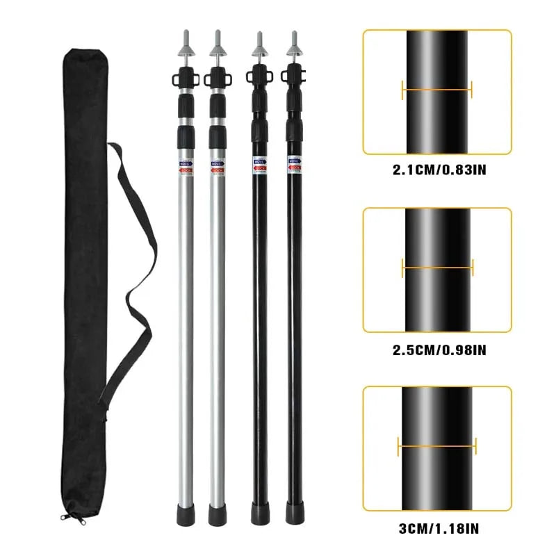2.3M Adjustable Tent Support Rod Beach Shelter Tarp Awning Pole Aluminum Alloy Tent Pole Accessories For Camping Tent