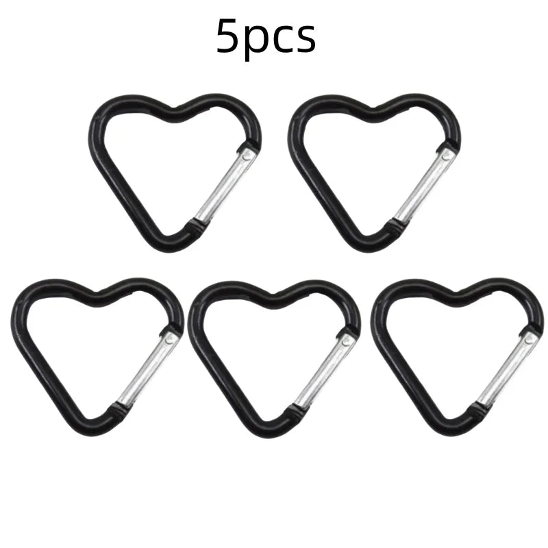 Outdoor Carabiner Heart Shape Keychain Clip Aluminum Alloy Rings Climbing Clips Spring Snap Hook Carabiner Durable