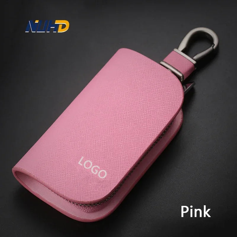 Leather Car Key Case Universal Keychain For BMW Mercedes Audi VW Bentley Ferrari FIAT Alfa Jeep Key Cover Protector Accessories