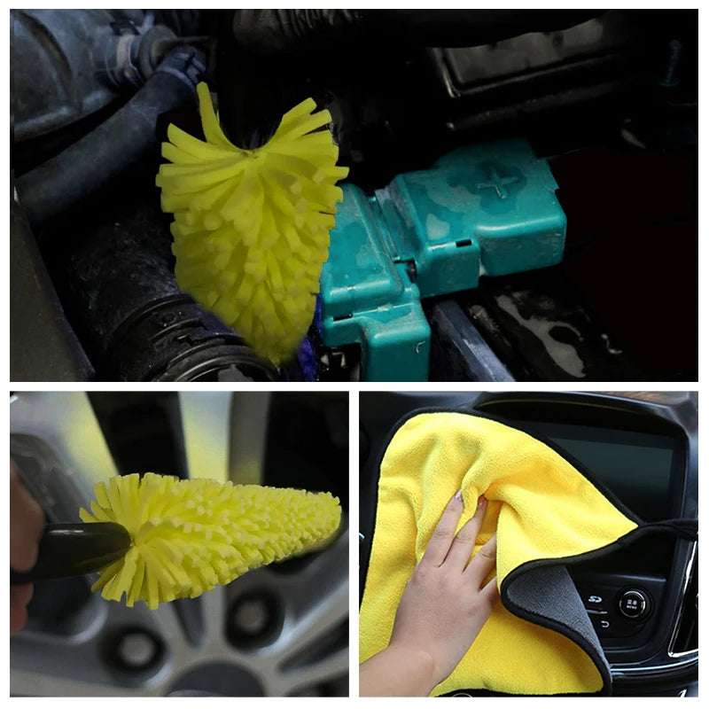 SEAMETAL Car Wheel Cleaner Brush Tire Rim Cleaning Tool Auto Scrub Washing Vehicle Washer Dust Cleaner Sponge Car Wash Accessory